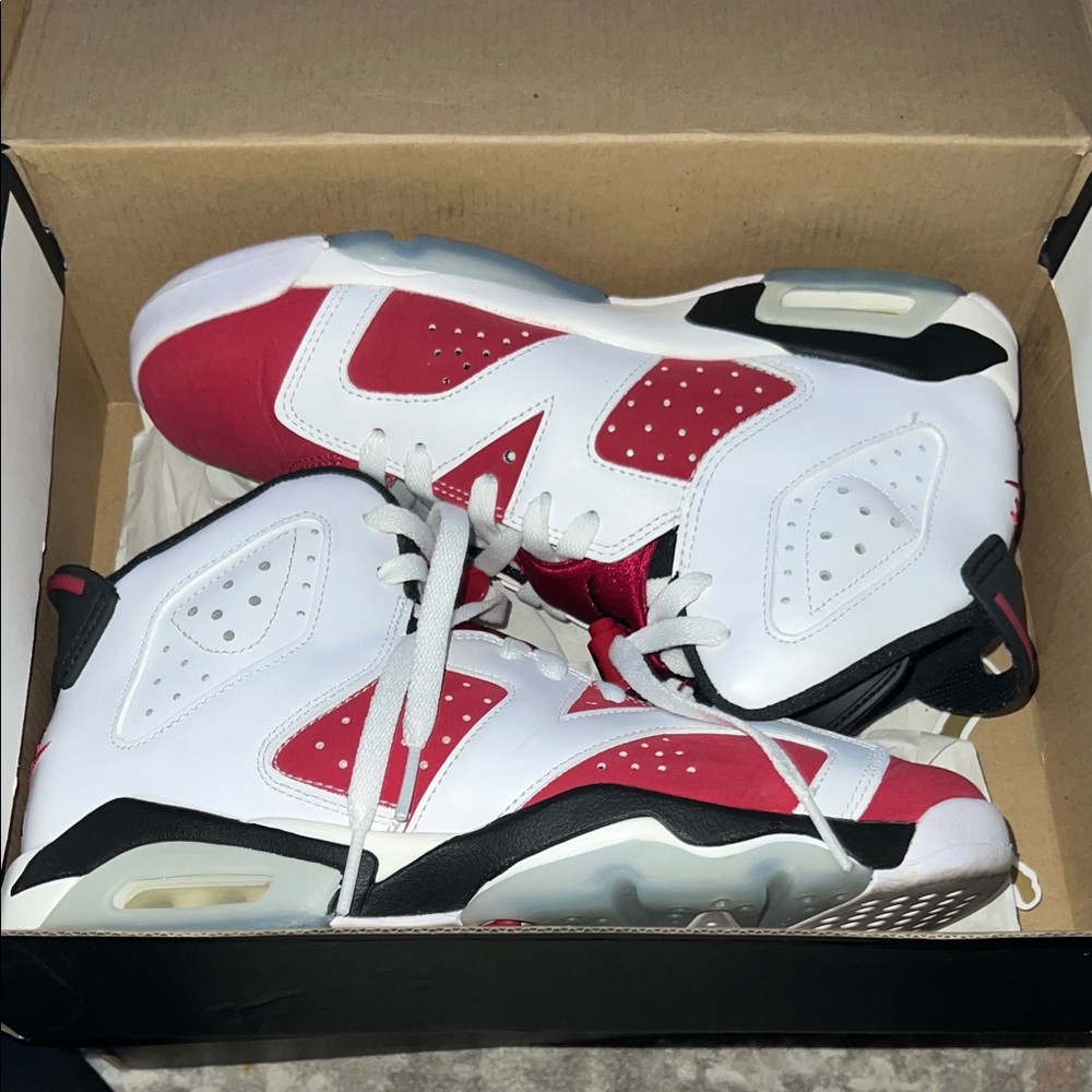 Big Kids Red and White Air Jordan 6